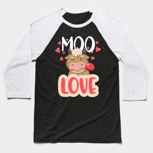 Moo Love Romantic Valentines Day Cow Funny My Love Heart Baseball T-Shirt